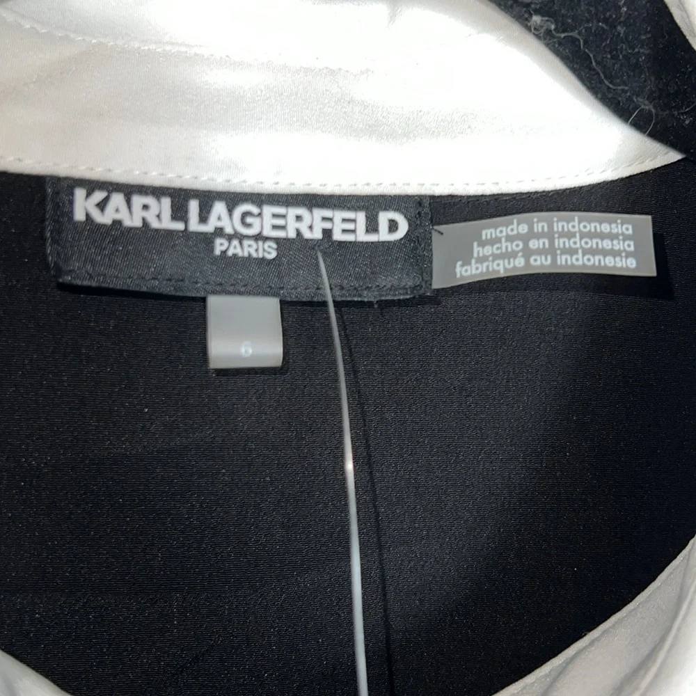 NWT Karl Lagerfeld Paris Contrast Collar Shirtdress - Picture 5 of 7